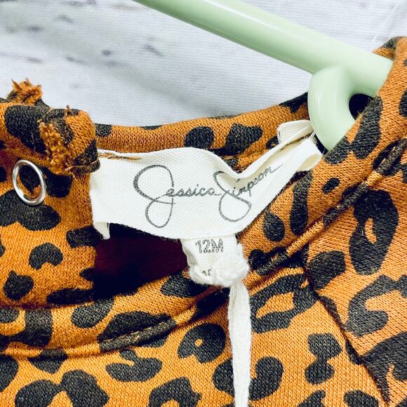 NEW Jessica Simpson Leopard Print Brown and Black Romper - Size 12months - Picture 4 of 9